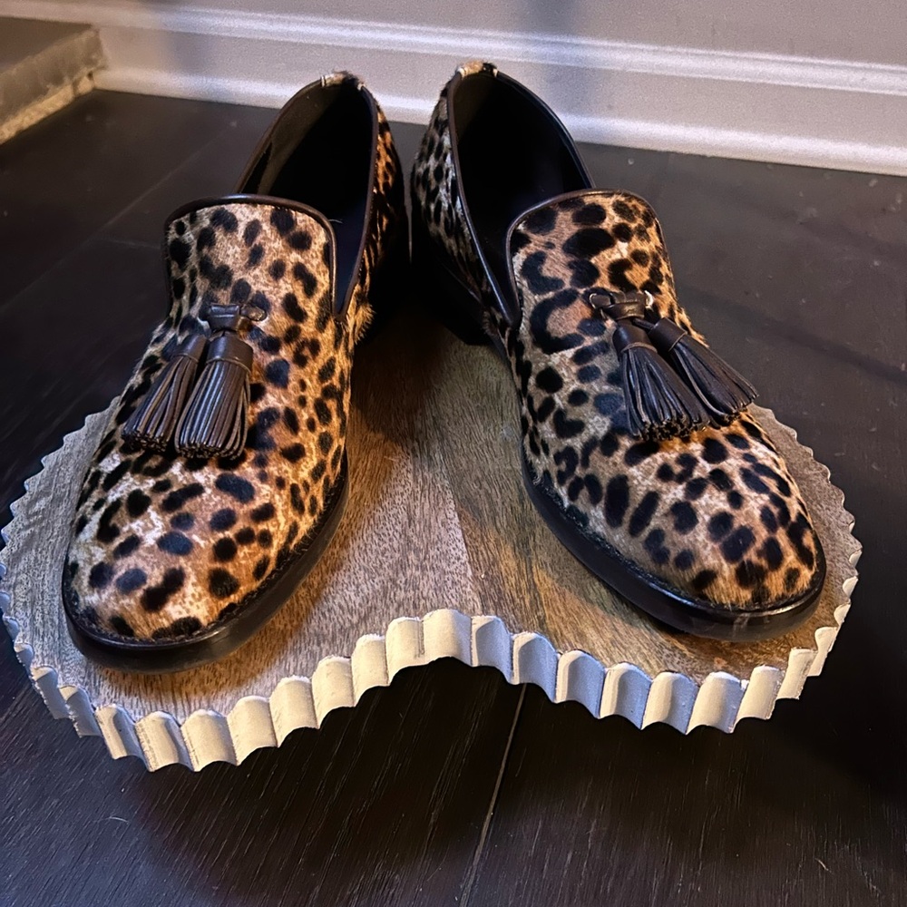 Pons Quintana Animal Print Tassel Loafers NWOT